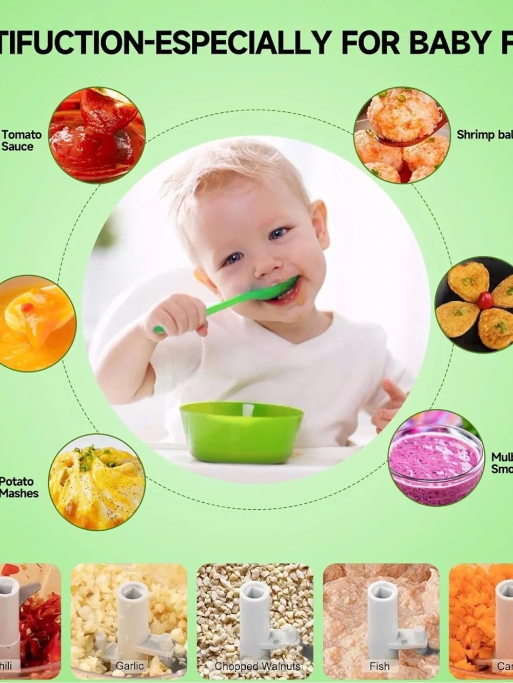 Manual Food Chopper with Green and Gray Lid - Compact Vegetable Cutter